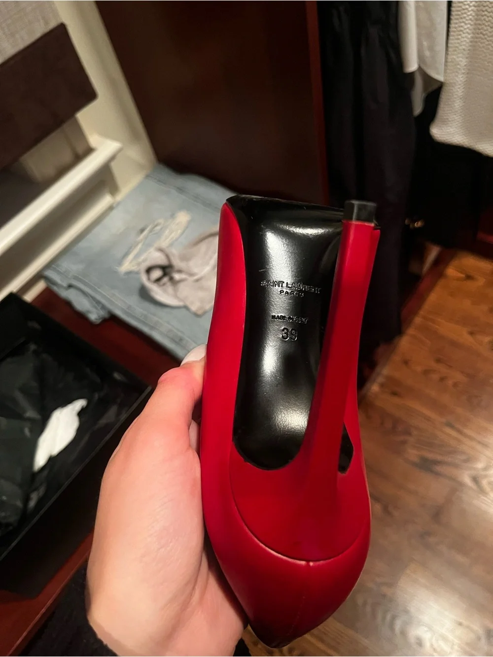 Saint Laurent Red Micro- Studded Pointed Pumps sz 39 - Picture 5 of 12